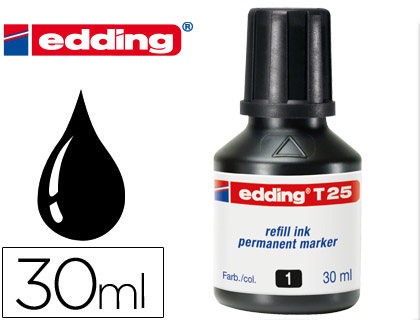 Tinta rotulador edding T-25 negra frasco de 30ml.